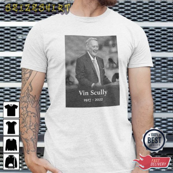Vin Scully Shirt 1927-2022 Image Graphic Tee