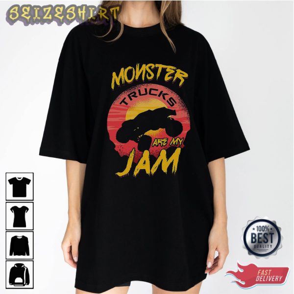 Monster Truck Monster Jam Black HOT Graphic Tee Long Sleeve Shirt