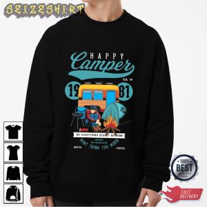 Happy Camper Don't Think Too Much Camping Graphic Tee