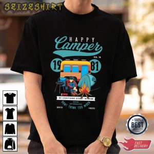 Happy Camper Don't Think Too Much Camping Graphic Tee