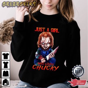 Horror Just A Girl Who Loves Chucky Graphic Tee