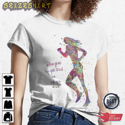 Run Woman Multi Color Runing Sport Limited Graphic Tee