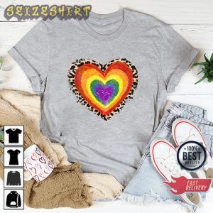 Colorful Heart and Leopard Happy Women Valentines Day Heart Unisex Sweatshirt