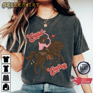 Cupid Cowboy Women Valentines Day Funny V-Day Vintage Style T-Shirt