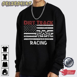 Dirt Track Racing American Flag Unique T-Shirt
