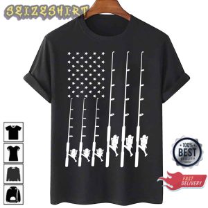 Fishing American Flag Fishing Lover Gift T-Shirt