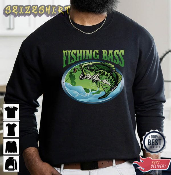 Fishing Bass Green T-Shirt Design