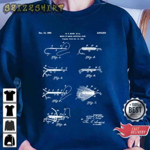 Fly Fishing Patent Fisherman Art Blueprint Fishing Lover GIft T-Shirt