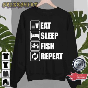 Funny Fishing Routine Eat Sleep Fish Repeat T-Shirt