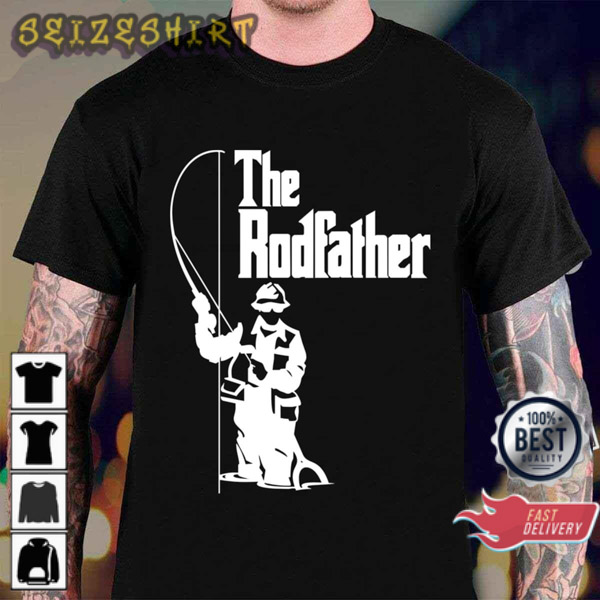 Funny The Rodfather Fishing Vintage Graphic T-Shirt