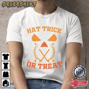 Hat Trick Or Treat Hockey T-Shirt Design