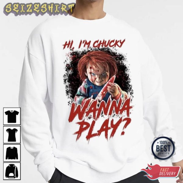 Hi Im Chucky Wanna Halloween T-Shirt Design