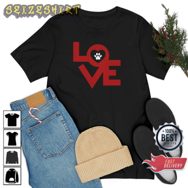 Love Paw Pet Lover Valentines Gift Couples Animal T-Shirt