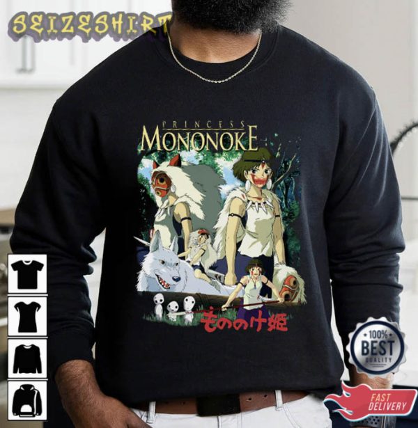 Mononoke Hime Anime Graphic Tee T-Shirt Design
