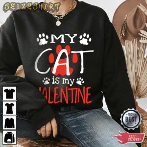 My Cat Is My Valentine Footprint T-Shirt