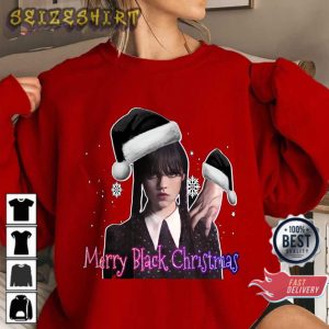 Netflix Wednesday Addams Merry Black Christmas Jenna Ortega Sweatshirt