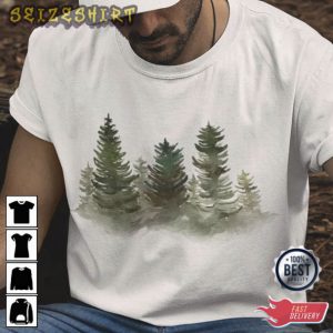 Pine Tree Painting T-Shirt For Hiker