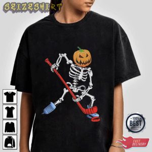 Pumpkin Halloween Hockey Sport T-Shirt