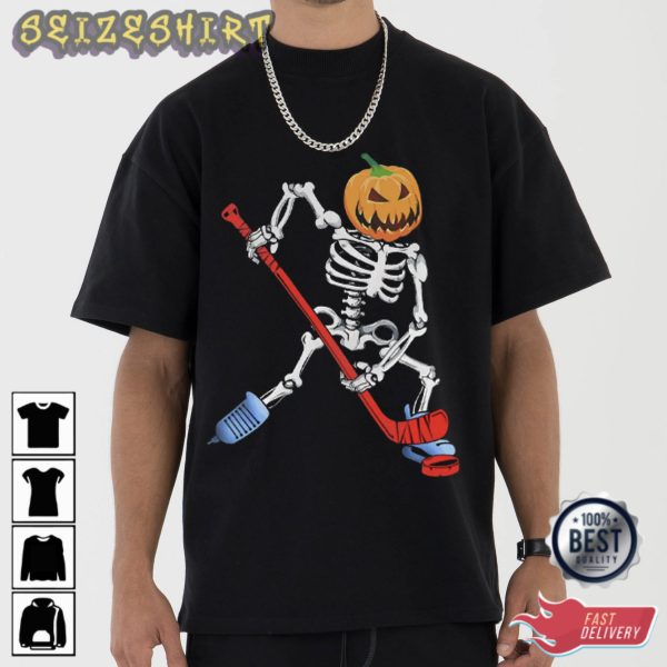 Pumpkin Halloween Hockey Sport T-Shirt