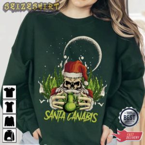 Santa Canabis Christmas Holiday T-Shirt Graphic Tee