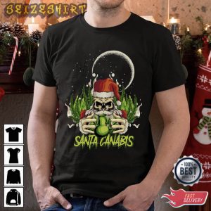 Santa Canabis Christmas Holiday T-Shirt Graphic Tee