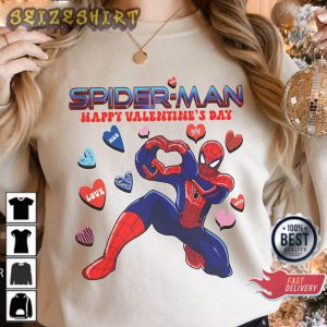 Spiderman Happy Valentines Day Love Vibe Marvel Superhero Unisex T-shirt