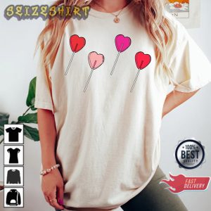 Women Valentines Day Lollipop Design VDay Gift For Lover T-Shirt