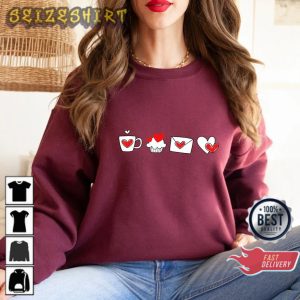 Womens Valentines Day Heart XOXO Roses Valentines Coffee Sweatshirt