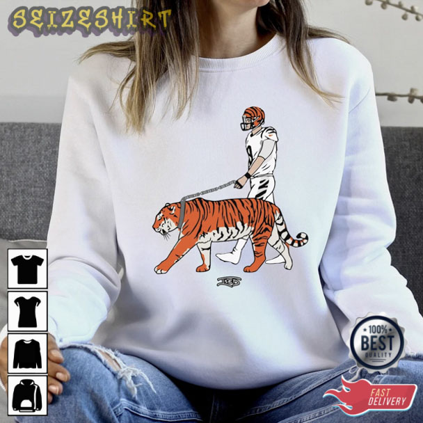 Cat Walk Joe Burrow Funny Art Cincinnati Bengals T-Shirt - Cruel Ball