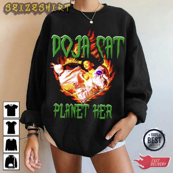 Doji Cat Planet Her Music T-Shirt Graphic Tee