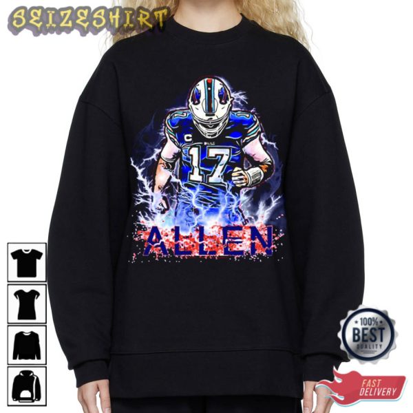 Trendy Number 17 Josh Allen Football Player Gift T-Shirt