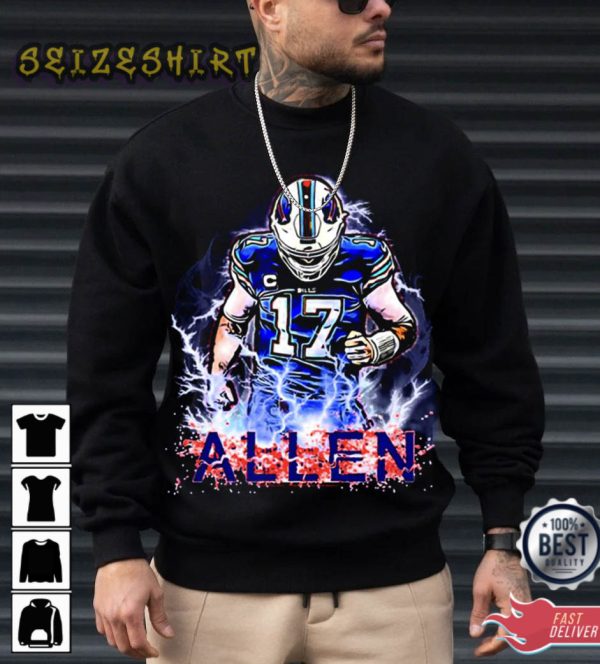 Trendy Number 17 Josh Allen Football Player Gift T-Shirt