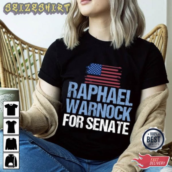 Raphael Warnock For Senate American Flag T-Shirt