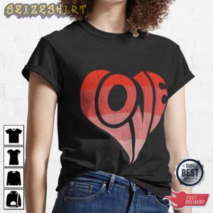 Red Love Lettering Heart T-Shirt