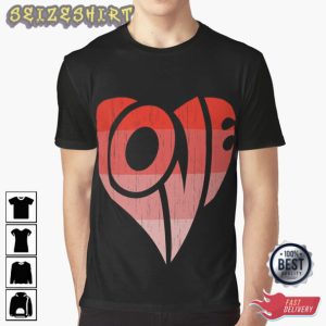 Red Love Lettering Heart T-Shirt