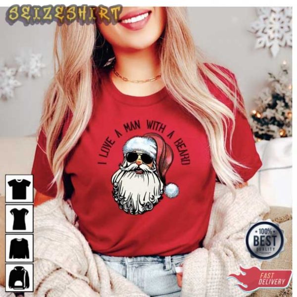 Retro Funny Santa Beard Xmas T-Shirt