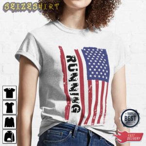 Running American Flag T-Shirt