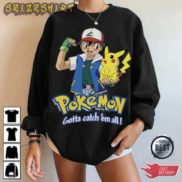 Satoshi And Pikachu Ash Ketchum Anime T-Shirt