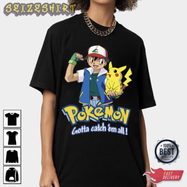 Satoshi And Pikachu Ash Ketchum Anime T-Shirt