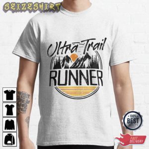 Ultra Trail Runner Sunset Behind the Mountain T-Shirt