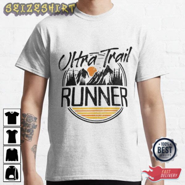 Ultra Trail Runner Sunset Behind the Mountain T-Shirt