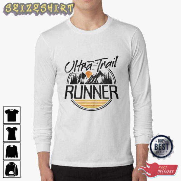 Ultra Trail Runner Sunset Behind the Mountain T-Shirt