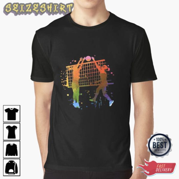 Volleyball Match Multicolor Graphic Tee