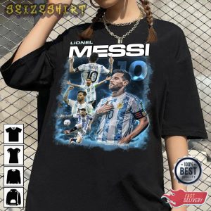 Lionel Messi Retro 90s Qatar World Cup T-shirt Design