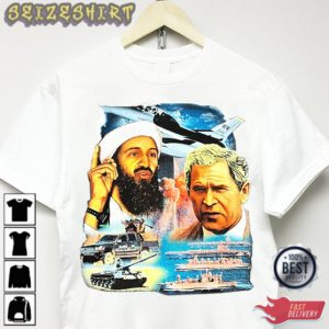 911 T-shirt Vintage Rap Tee Osama Bin Laden George W Bush T-Shirt
