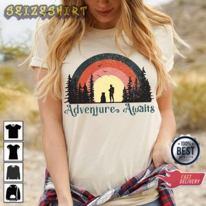 Adventure Awaits Sunrise Adventure Road Trip Camping T-Shirt
