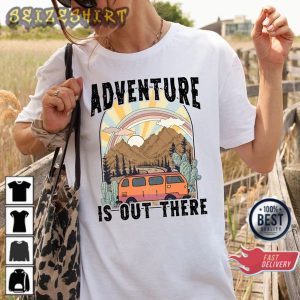 Adventure Is Out There Sunrise Camping Gift T-Shirt