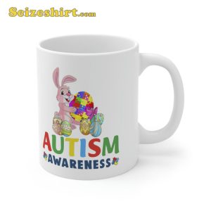 Awesome Autism Awareness Easter Bunny Holding Mug