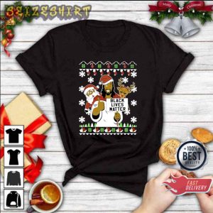 Black Lives Matter Reindeer Santa Ugly Christmas Xmas Gift T-Shirt