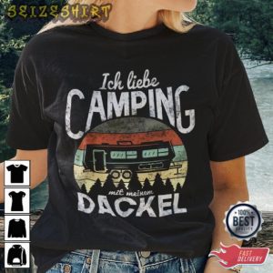Camping Dog And Motorhome I Love Camping With Dachshund T-shirt